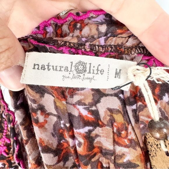 NWT Natural Life Harley Embroidered Floral Midi Sundress Brown/Fuchsia Size M - Picture 12 of 16